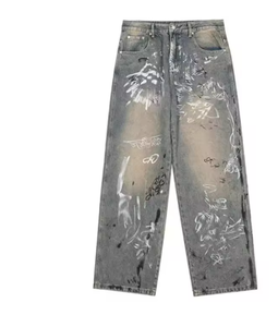 Men s Loose Fit Fleece Sweatpants Elastic Waist Zip Fly Dip Dye Gradient Print Breathable All Seasons Streetwear <b>Pants</b> with Pock - Product Image 5