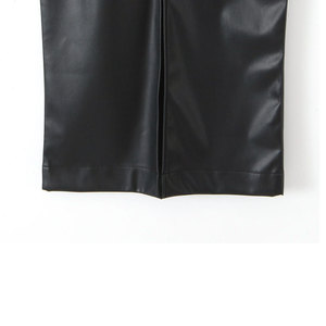 <b>Women's</b> PU <b>Leather</b> Pencil <b>Skirt</b> Solid Color Mid-Calf Elegant Design with Zipper Front Shiny Finish High Waist Slit All Seasons - Product Image 2