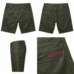 Unisex <b>Black</b> Faux Leather Elastic Waist Quick Dry Breathable Street Cargo Biker Hip Hop Urban Fashion Maluza Industries Shorts - Product Image 6