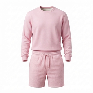 Private Label Streetwear Heavy Fleece Pullover Top and <b>Matching</b> Shorts Casual <b>Jogger</b> Suit <b>Set</b> - Product Image 1