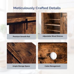 Customizable 58" Rustic Modern Weathered Barn <b>Door</b> Fireplace TV <b>Stand</b> with Sliding Track and 23" Inserts for Living Room - Product Image 2