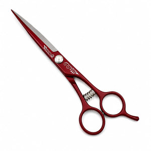 Ciseaux de coiffure professionnels rouges en acier inoxydable, lame tranchante, pour droitiers, manche long, outil de coupe pliable pour salon de coiffure - Product Image 3