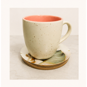 Stylish Meenakari Work <b>Coaster</b> Set Premium Round Tea Cup Mats Custom <b>Gold</b> Inlay Tropical Leaf Table Decor for Home Hotel Use - Product Image 4