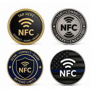 Pièce de monnaie NFC personnalisée en alliage de zinc émaillé avec puce intelligente, cadeau d'entreprise, vente en gros - Product Image 3