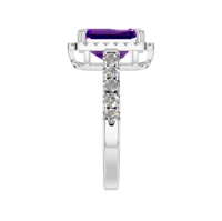 Personnalisable OEM ODM Améthyste Halo Solitaire Bague 925 Or Blanc Taille Émeraude IGI Certifié Bijoux De Mariage Prix De Gros En Vrac