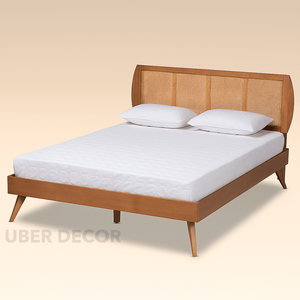 OakBend Cama de Plataforma de Ratán Curva Contemporánea Cama de Madera Personalizable para Espacios de Invitados - Product Image 5