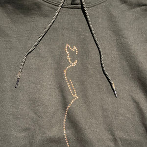 Hoodie court personnalisé avec strass, coupé et cousu sur mesure, 100% coton, molleton épais, streetwear d'hiver, 2 pièces personnalisables - Product Image 4