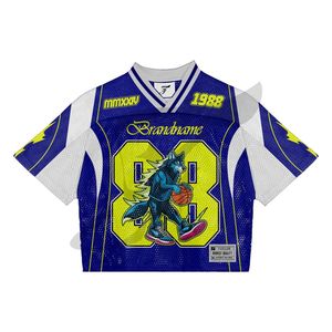 Maillot de football ou de basketball vintage surdimensionné, logo personnalisé, maille polyester, streetwear, impression par sublimation, t-shirt - Product Image 4