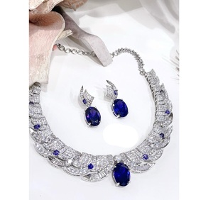 Stylish Premium Quality <b>Silver</b> Plated Classic Designer Zircon <b>Necklace</b> Earrings <b>Set</b> for Women Gift for Wedding Party Occasions - Product Image 1