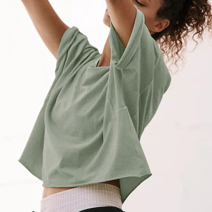 OEM Women's Cropped O-Neck Button Crop Women T Shirts Casual Sports Short Sleeve Baseball Jersey Solid Color Adult Sports Wear - Product Image 5