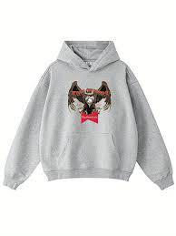 Sudadera con capucha para hombre con diseño de águila, parte superior sólida de forro polar, algodón antipilling, corte holgado, sudadera de primavera. - Product Image 4