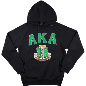 Sudadera con Capucha Negra de Invierno para Mujer, Bordado Verde Chenille, Sororidad Griega, Premium, Suave, Ecológica, Casual y Elegante - Product Image 1