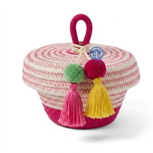 Newest Products Eco Friendly Cotton <b>Ramadan</b> 2027 <b>Gift</b> Basket With Tassel Lid Handmade Eid Candy Holder Basket Wholesale Supplier - Product Image 5