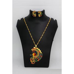 Women's Traditional Gold Plated Flower <b>Butterfly</b> Design Fancy Trending Chain Pendant Set Strand Type Fashionable Classic Style - Product Image 5