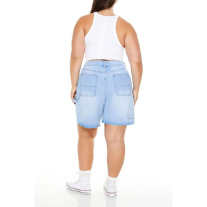 Shorts en jean déchirés pour femmes, coupe ample, style streetwear, avec vestes décontractées respirantes, motif tendance - Product Image 4