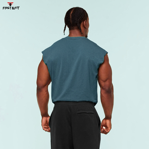 Débardeur de sport côtelé pour homme, 100 % polyester, respirant, anti-boulochage, séchage rapide, uni, personnalisable avec logo, idéal pour l'entraînement et le quotidien - Product Image 2