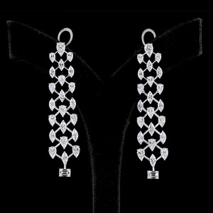 Trendy Pear Marquise Emerald Cut Lab Grown Diamond Long Dangle <b>Earrings</b> 10K 14K 18K Gold 925 935 <b>Silver</b> for Party <b>Wedding</b> Gift - Product Image 1