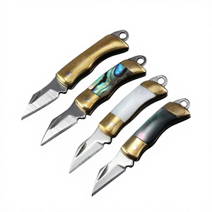 Mini couteau pliant de poche avec manche en laiton, lame utilitaire en acier inoxydable, multifonctionnel, personnalisable. - Product Image 4