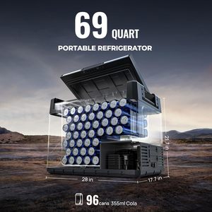 Refrigerador Portátil BougeRV Rocky de 12 Voltios, Nevera/Congelador para Auto de Doble Zona de 69 Cuartos, Enfriador con Compresor 12/24V DC, 110~240V AC - Product Image 2