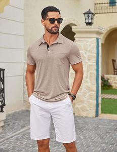 Chemise décontractée pour homme en tissu sergé anti-plis avec poches, en Spandex/Polyester, manches courtes, 180g, pour fabricants de chemises, vente en gros, golf - Product Image 3