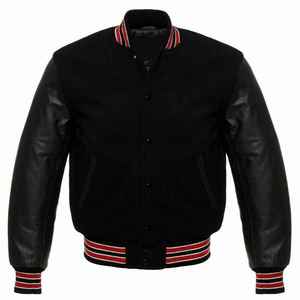 Men's Pure <b>Leather</b> <b>Long</b> Sleeve Varsity <b>Jacket</b> for Winter Season in High Quality Outdoor Custom Made Logo Letterman <b>Jackets</b> - Product Image 2