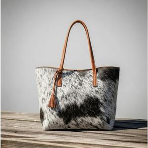 Sac fourre-tout de luxe en cuir véritable à poils, avec fermeture éclair, style vintage tendance pour femme, personnalisable, qualité supérieure, prêt à la vente LHTB-0111 - Product Image 3