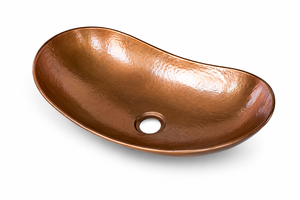 Decorative Oval Copper Wash Basin Handcrafted Metal Vessel Sink for <b>Bathroom</b> Countertops and <b>Vanity</b> Units - Product Image 3