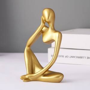 Escultura Moderna de Figura Humana Abstracta en Dorado, Estatua Sentada, Decoración para Hogar u Oficina, Adorno para Estante - Product Image 1