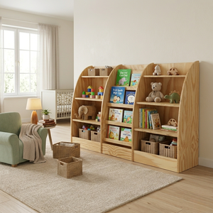 Étagère bibliothèque en bois moderne, 9 étagères, unité de rangement modulaire pour la maison, chambre d'enfant, design scandinave, autoportante - Product Image 2