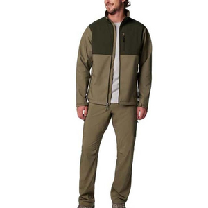 Veste en polaire vert olive pour homme, col montant, fermeture éclair, coupe-vent, vêtement décontracté, coupe régulière - Product Image 1
