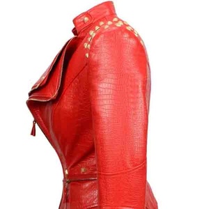 Custom <b>Women's</b> Slim Satin PU Leather Jacket <b>for</b> <b>Spring</b>/Autumn/Winter New Motorcycle Short <b>Coat</b> Cotton Filling Leather Jacket - Product Image 3