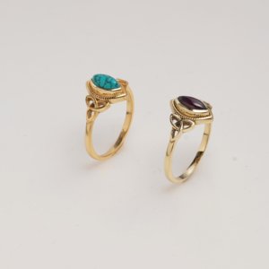 Moku Jewellery <b>Brass</b> <b>Ring</b> Garnet Marquise Cabochon Natural Fixed Size Peace Design Glam Statement <b>Ring</b> Handmade Women Jewelry - Product Image 3