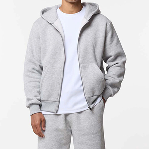 Ensemble de jogging décontracté pour homme de qualité supérieure, gris, à capuche, 2 en 1, manches longues, couleur unie, style hiver, coupe classique - Product Image 3