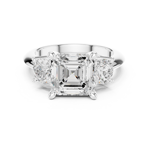 Anillo de Lujo de Oro Blanco Sólido de 14K con Diamante Cultivado en Laboratorio de Corte Asscher y Engaste de Puntas, Anillo de Compromiso Solitario, Joyería Certificada GRA - Product Image 1