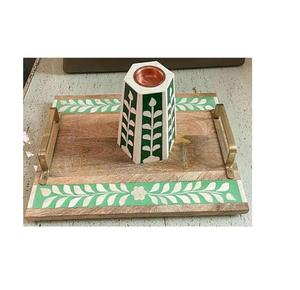 Nuevo Incensario de Resina y Hueso con Bandeja de Madera y Asas Metálicas para Ramadán, Eid, Festividades, Moderno y Aromático - Product Image 1