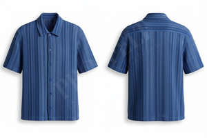 Chemises habillées décontractées à manches courtes boutonnées sur mesure, motif rayé personnalisé, confortables et élégantes pour l'été – Vente en gros - Product Image 4