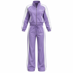 Conjunto de Sudadera con Capucha y Pantalones Jogger Holgados de Forro Polar 100% Algodón con Logotipo Bordado Personalizado y Pedrería, Estilo Urbano de Invierno - Product Image 1