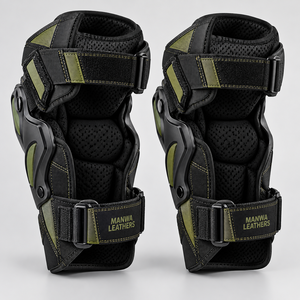 Soporte de Rodilla Ajustable Manwa Leathers, Cuero Transpirable con Estabilizadores Laterales Articulados y Correas de Gancho y Bucle 2026 - Product Image 1