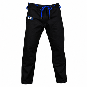 SHH Men's Black MMA Training Pants With <b>Blue</b> Drawstring And Front Logo Regular Fit Durable Polyester Adult Martial Arts Wear - Product Image 6