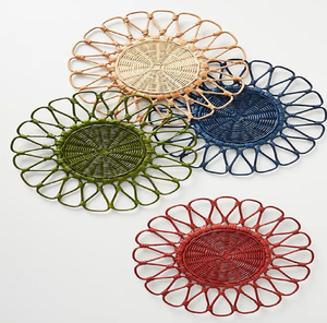 Sous-verre rond en rotin tressé à la main avec bordure épaisse tressée, disponible à prix de gros. - Product Image 4