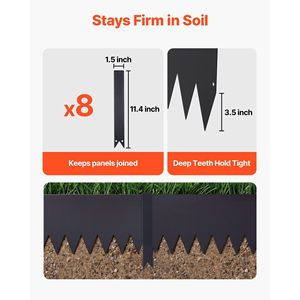 Bordatura per Paesaggistica in Acciaio Zincato, Confezione da 6, 40 x 10 Pollici, Robusta, con 8 Clip di Montaggio per Giardinaggio e Terrazze - Product Image 3