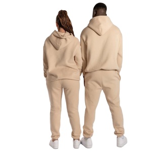 Luxury 2025 Men's Sweatsuit Jogger Set Custom Plain Sports Wear with Embossed Print Hoodie and Sweatpants - Product Image 4