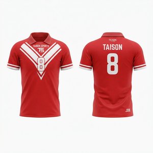 Maillot de rugby pour homme en polyester 140g de qualité supérieure, couleur unie, sublimation intégrale, logo et numéro personnalisés, antibactérien, respirant, panneaux en mesh - Product Image 1