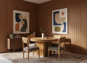 Juego de Comedor Moderno con Mesa Redonda de Madera Maciza de Fresno y Chapa de MDF con 4 Sillas - Duradero y Fácil de Limpiar - Product Image 6