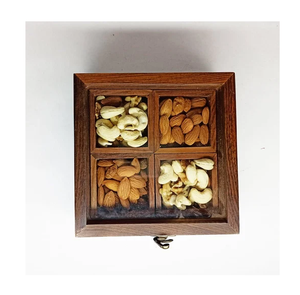 Wood Dry Fruits Box Luxury Design Business Gifts Wood Divided Nut Tray Rectangle Handcrafted Wood <b>Storage</b> Container - Product Image 4