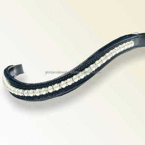 Logotipo personalizable de cuero ecuestre Western Brow Band Fancy Pearl Crystal Horse Curved Diamond acolchado Hot Fix Decor Venta caliente - Product Image 5