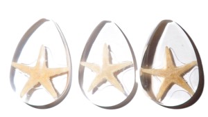 Starfish Real Specimen Plastic Cabochon Pear Cut <b>Top</b> 46x30 mm Clear Flat Bottom for Crafts and Jewelry Making - Product Image 4