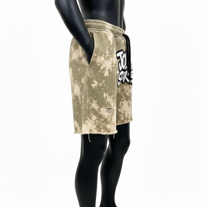 Women Premium Acid Wash <b>Fleece</b> <b>Shorts</b> 320 GSM Soft Cotton Raw Edge Embroidered Custom Logo Acid Wash women's <b>shorts</b> - Product Image 3