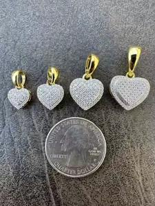 Pendentifs en forme de cœur 3D en MOISSANITE pour femmes, or 14 carats sur argent sterling 925, 4 tailles : 8 mm, 10 mm, 12 mm, 15 mm, Passe le testeur de diamants - Product Image 3