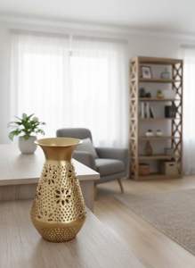 Florero Decorativo de Metal Dorado para Decoración del Hogar, Elegante Centro de Mesa para Sala de Estar - Product Image 4